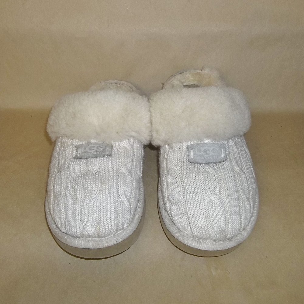 Ugg Rylan Slippers Beige Cable Knit Sheepskin Slip On Comfort Women Size